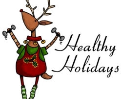 A cartoon of a reindeer working out