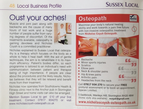 A picture of my ad in the Sussex Local Magazine